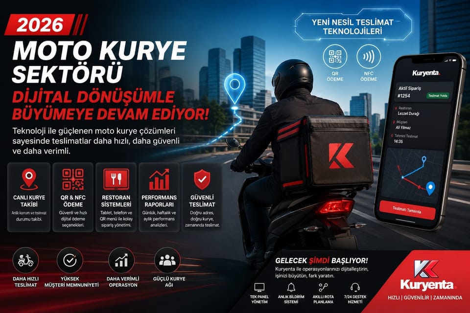 2026 yılında moto kurye sektöründe dijital dönüşüm hız kazanıyor. Yeni nesil kurye yönetim sistemleri ile teslimatlar artık daha hızlı ve daha güvenli.